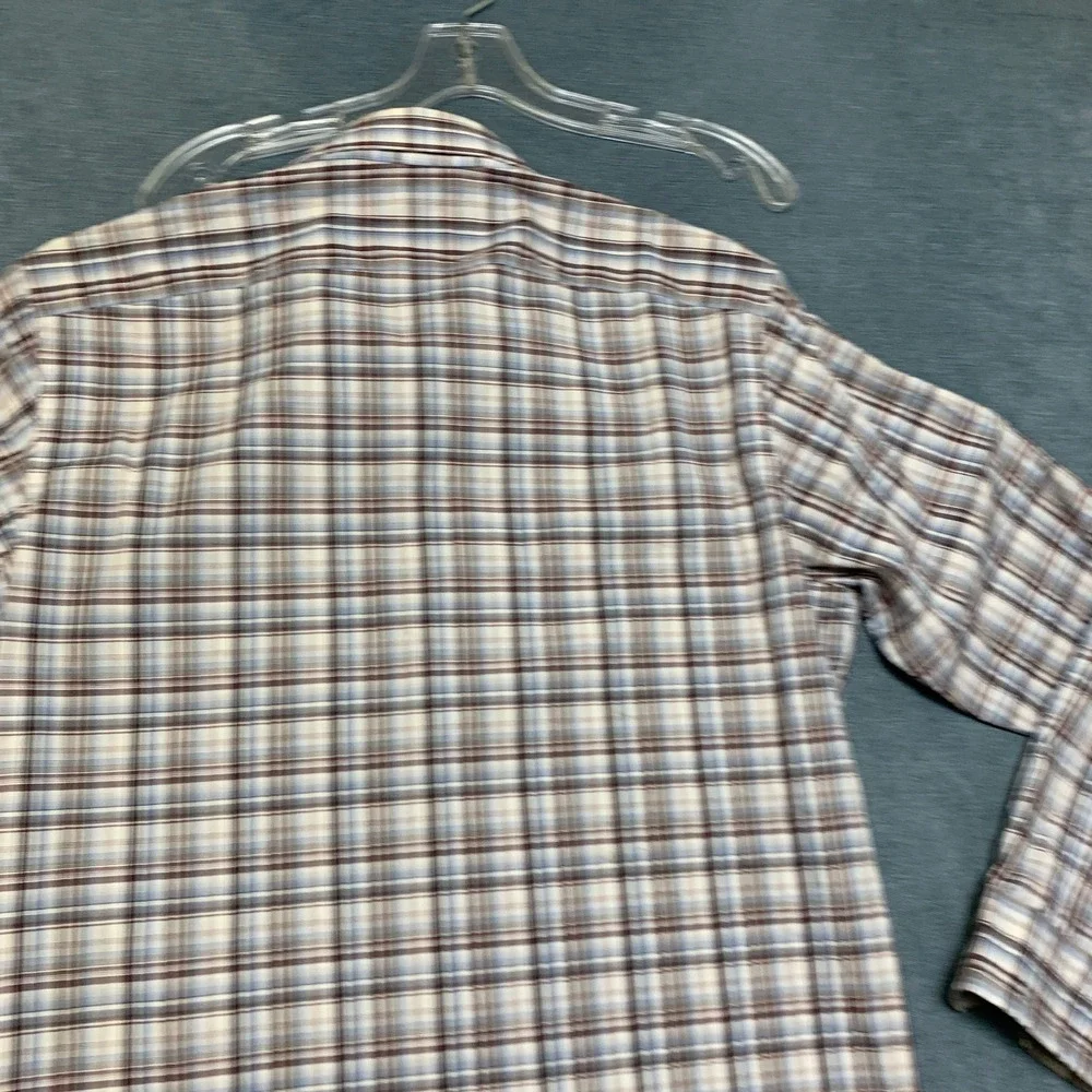 Banana Republic Dress Shirt Mens M 15-15.5 Multicolor Plaid Formal Business